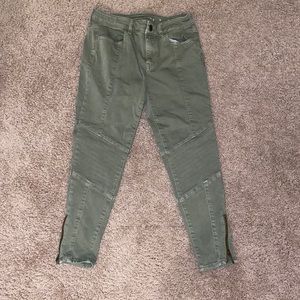 army green cropped skinny jean/pant